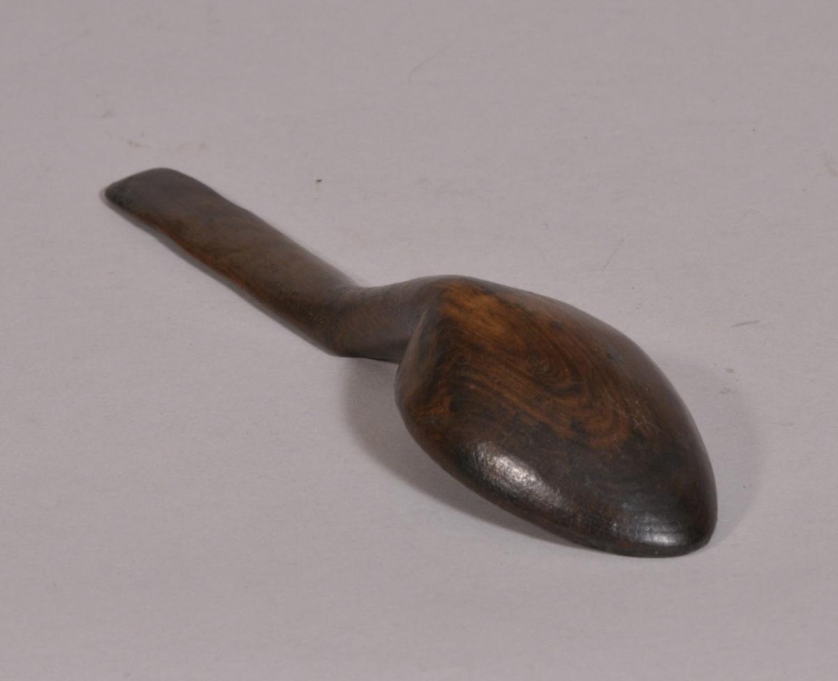 S/3834 Antique Treen 19th Century Welsh Fruitwood Spoon