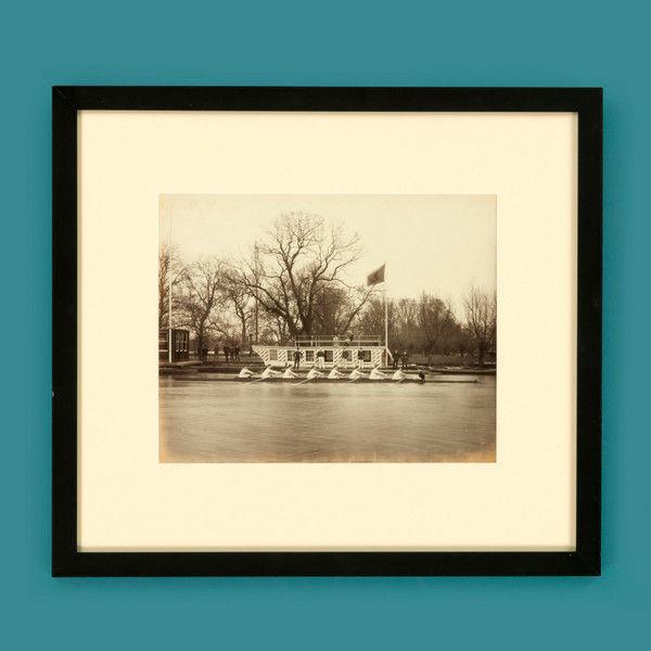 Framed albumen print of rowers