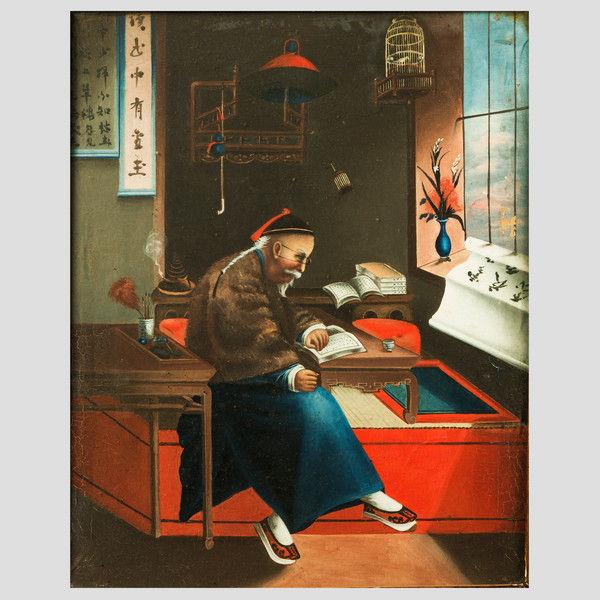 Chinese oil paintings in original frames