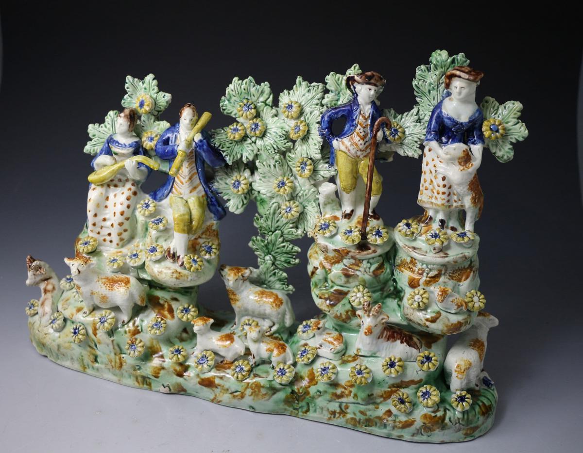 Exceptionally rare bocage figure group  by Tittensor, Staffordshire . late 18thc.