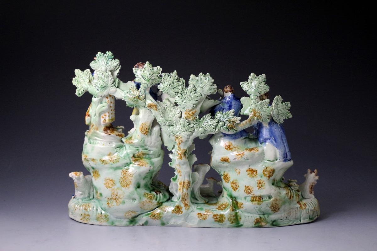 Exceptionally rare bocage figure group  by Tittensor, Staffordshire . late 18thc.