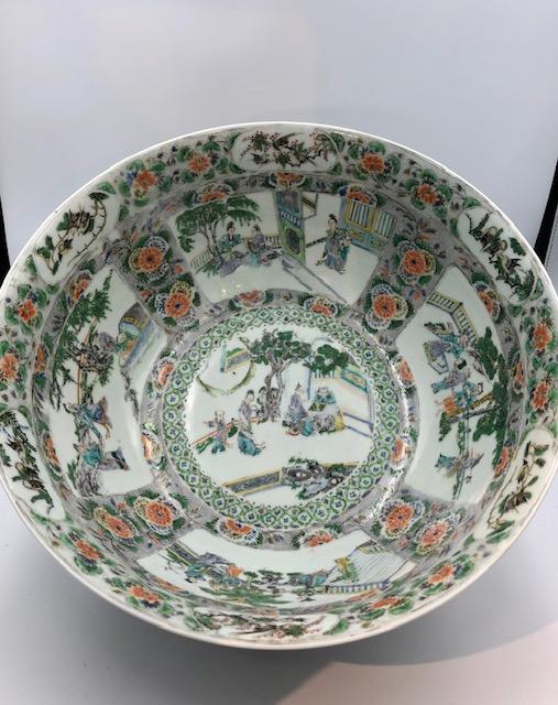 Chinese Famille Vert bowl and bottle