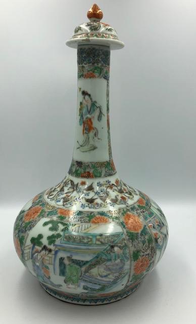 Chinese Famille Vert bowl and bottle