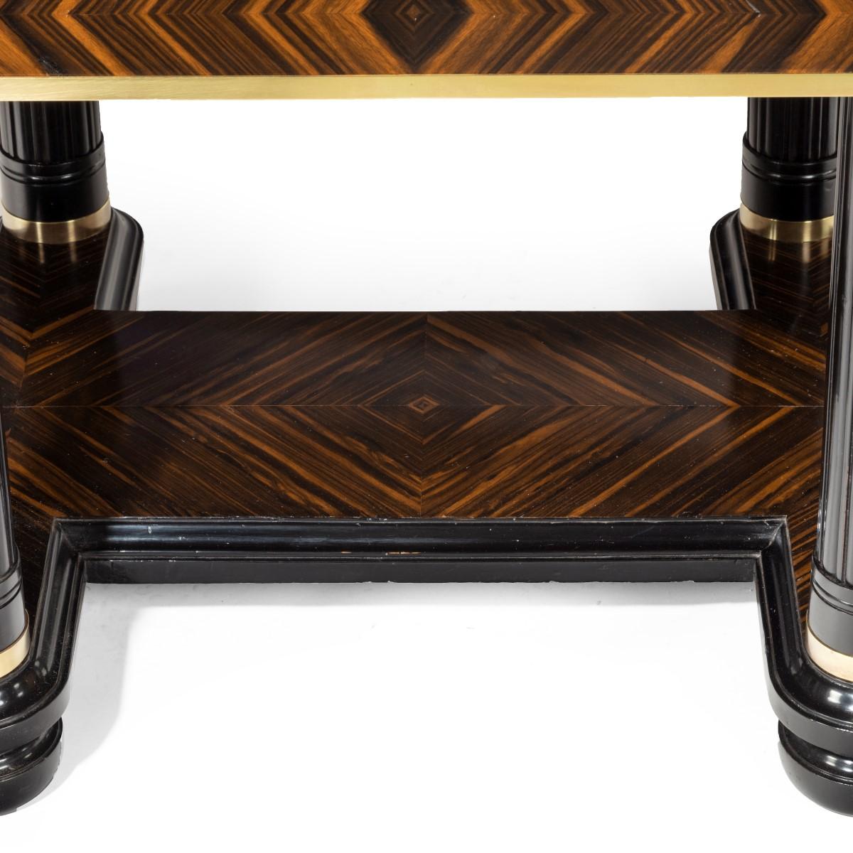 A stylish Art Deco zebra wood centre or dining table