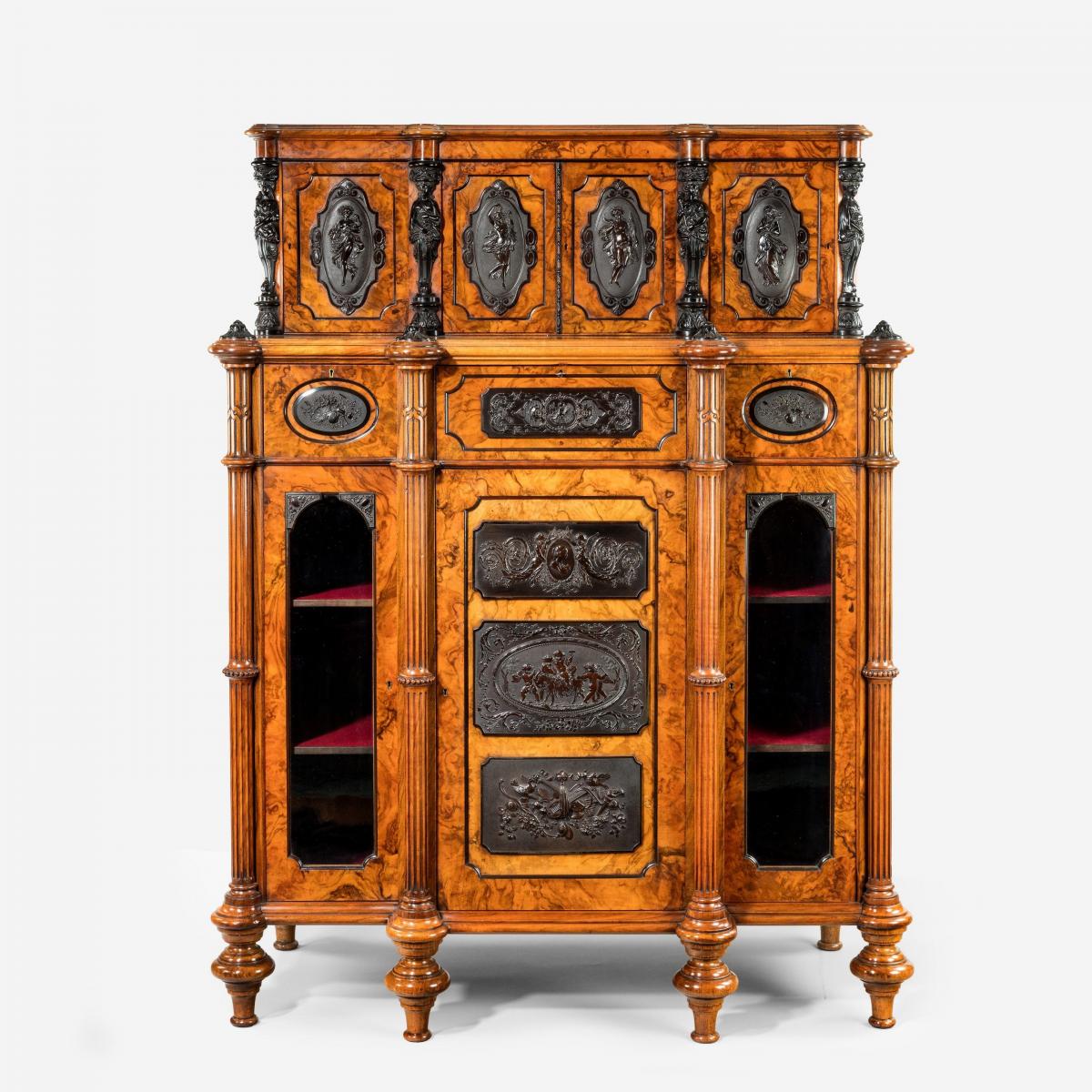 A superb quality burr walnut antique cabinet
