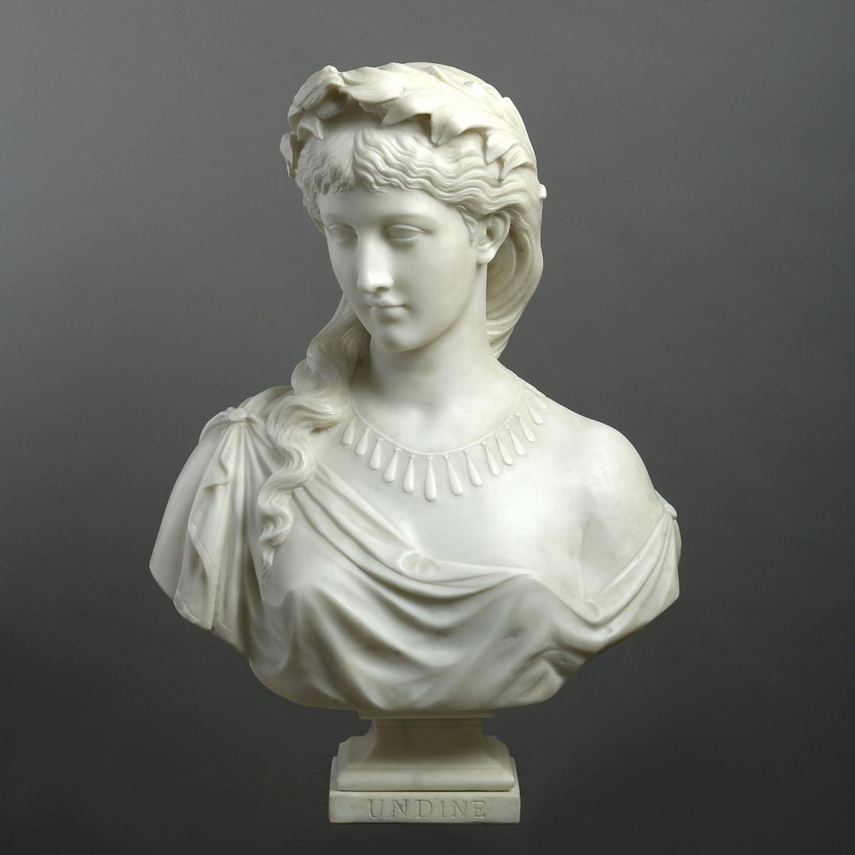 white marble female bust Undine 