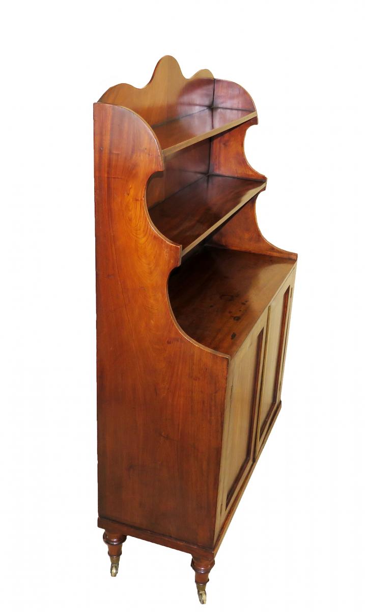 Georgian Mahogany Waterfall Bookcase On Cupboard