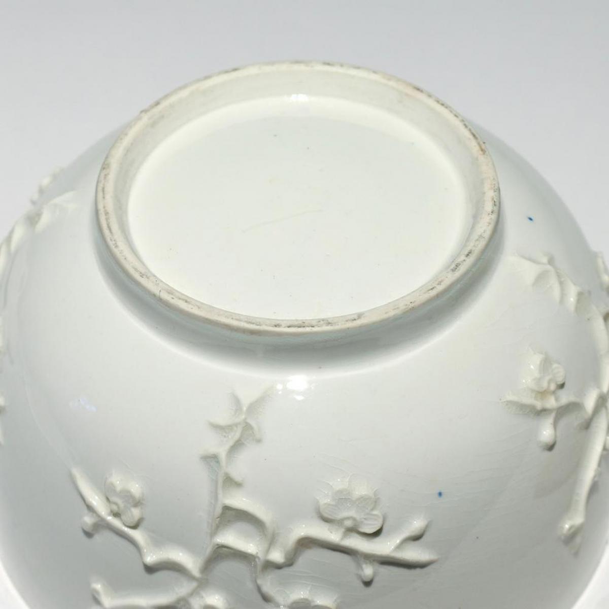 18th Century Bow Porcelain White Prunus Covered Bowl or Tureen & Cover