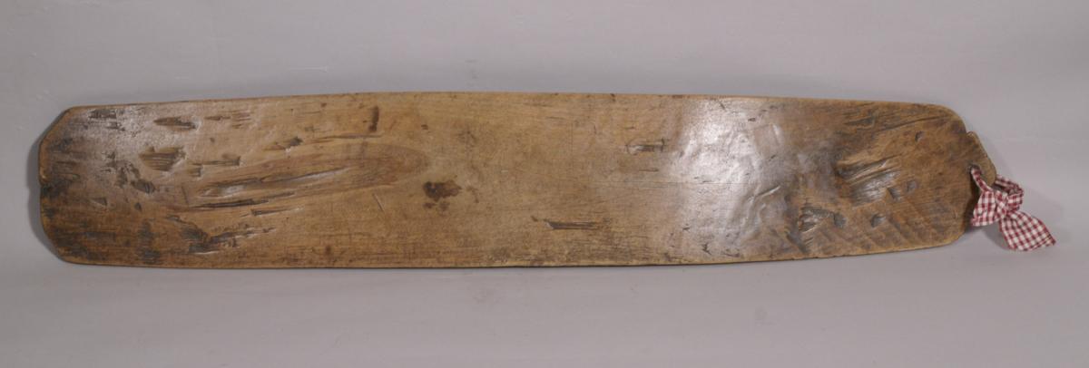 S/3909 Antique Treen Birch Mangle Board Dated 1804