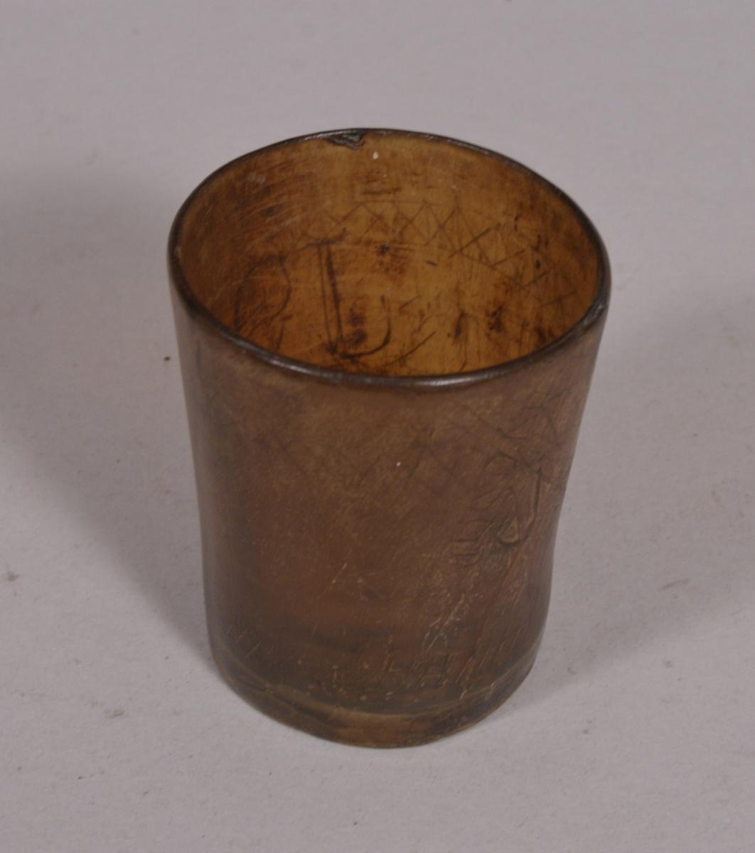 S/3893 Antique Horn Beaker of the Georgian Period