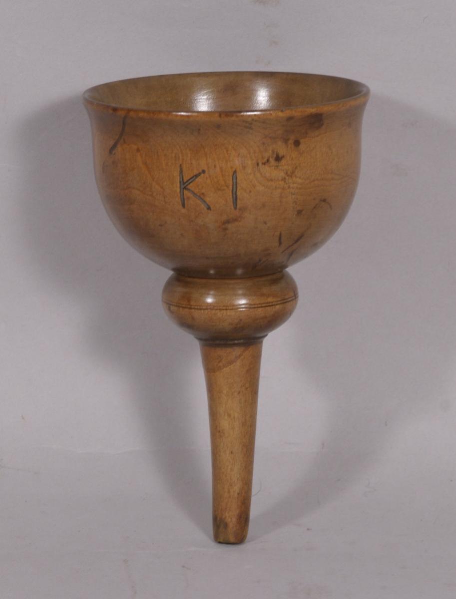 S/3974 Antique Treen 19th Century Sycamore Funnel