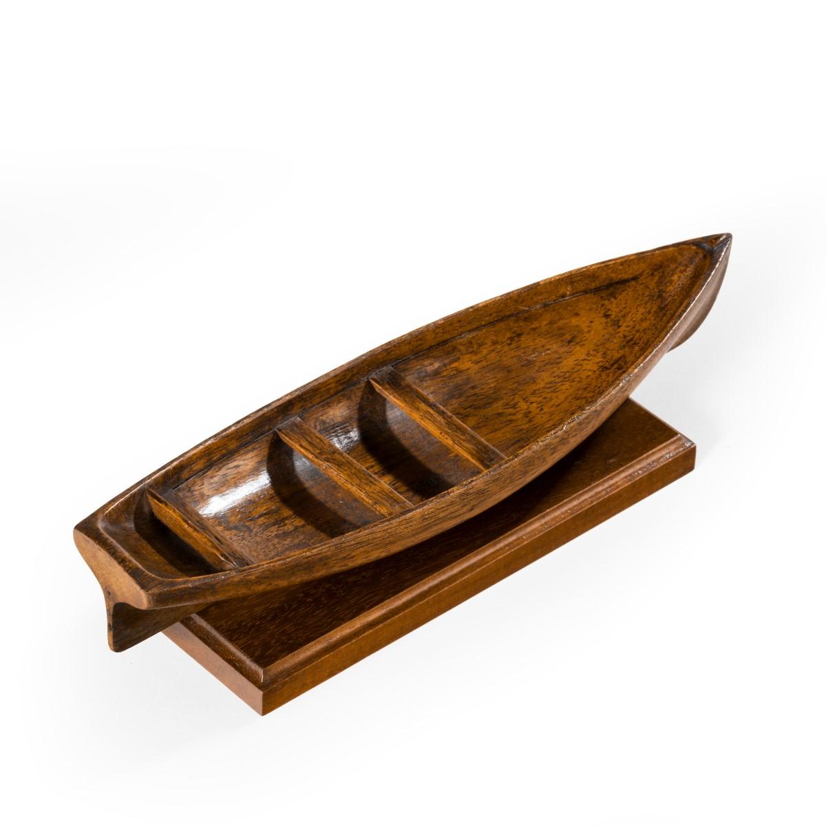 A late Victorian mahogany rowing boat model