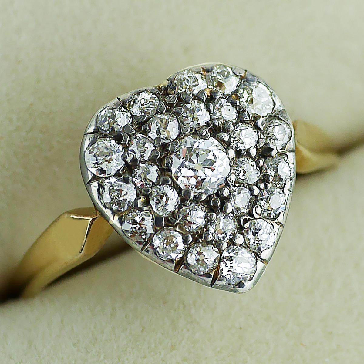 Victorian Diamond Heart Ring, Circa 1870