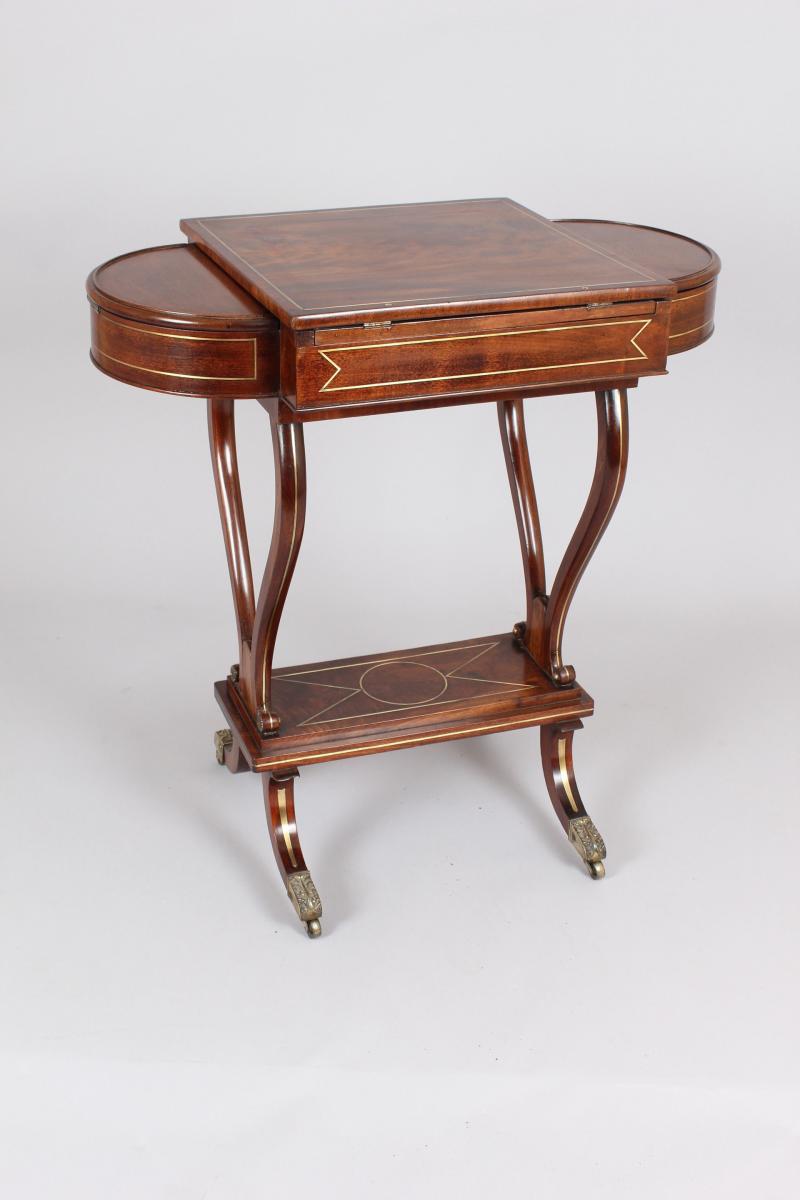 Regency Mahogany and Brass Inlaid Work-Table