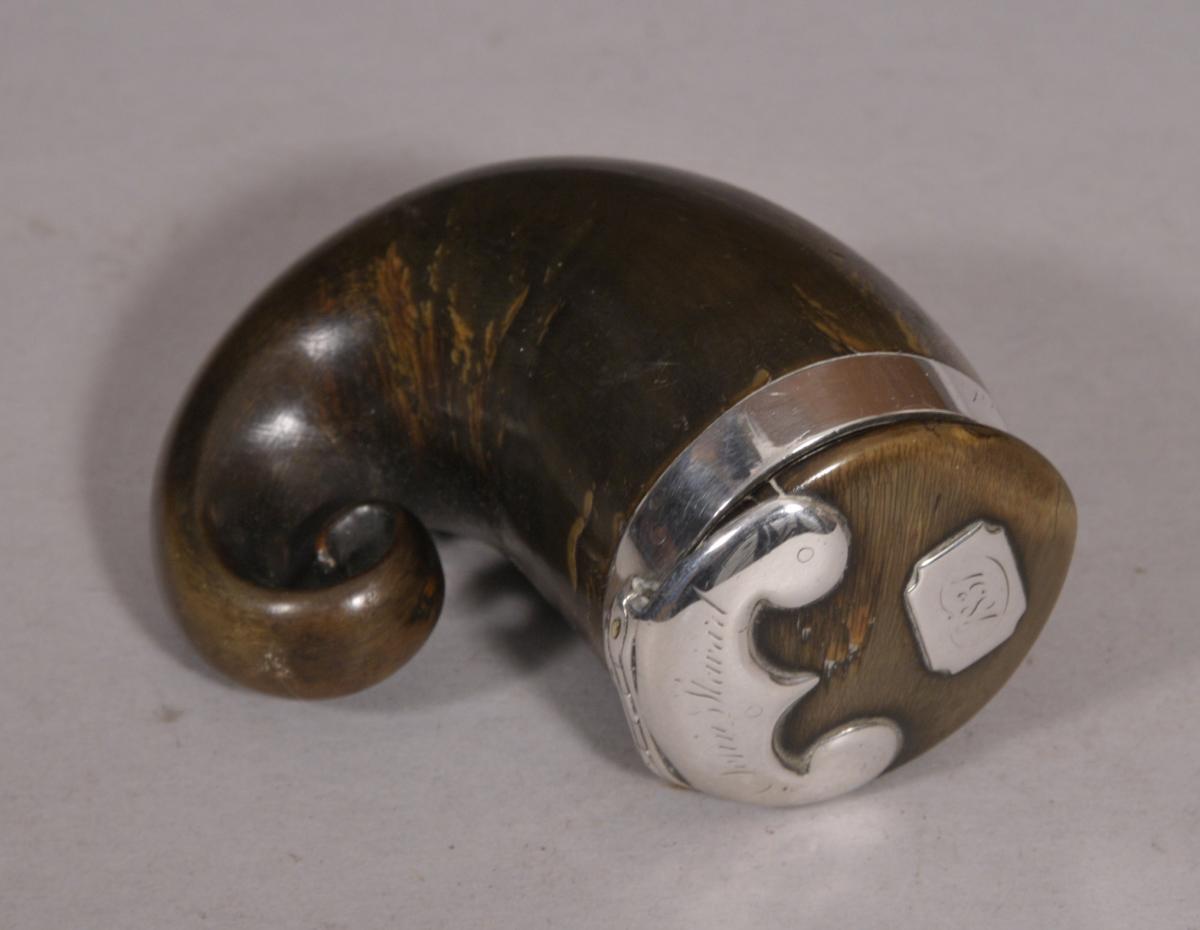 S/3987 Antique 19th Century Stag Horn Snuff Mull