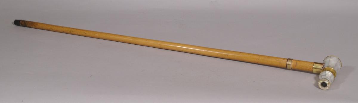 S/3988 Antique 19th Century Monocular Malacca Cane Walking Stick