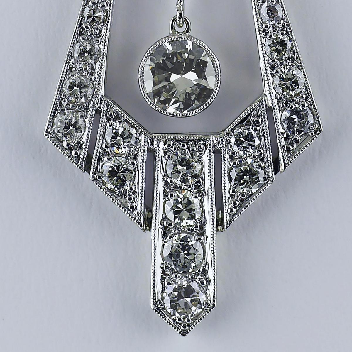 Diamond Platinum Pendant Necklace, Circa 1970