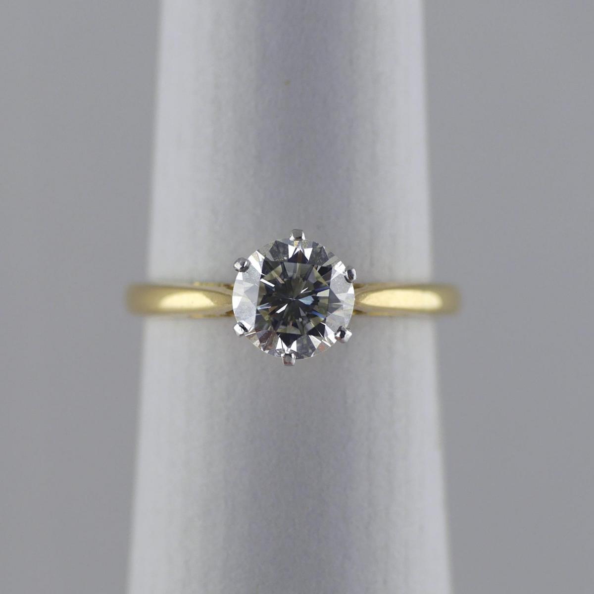 1.15 Carat Certified Round Brilliant Diamond Solitaire Ring, Circa 1930