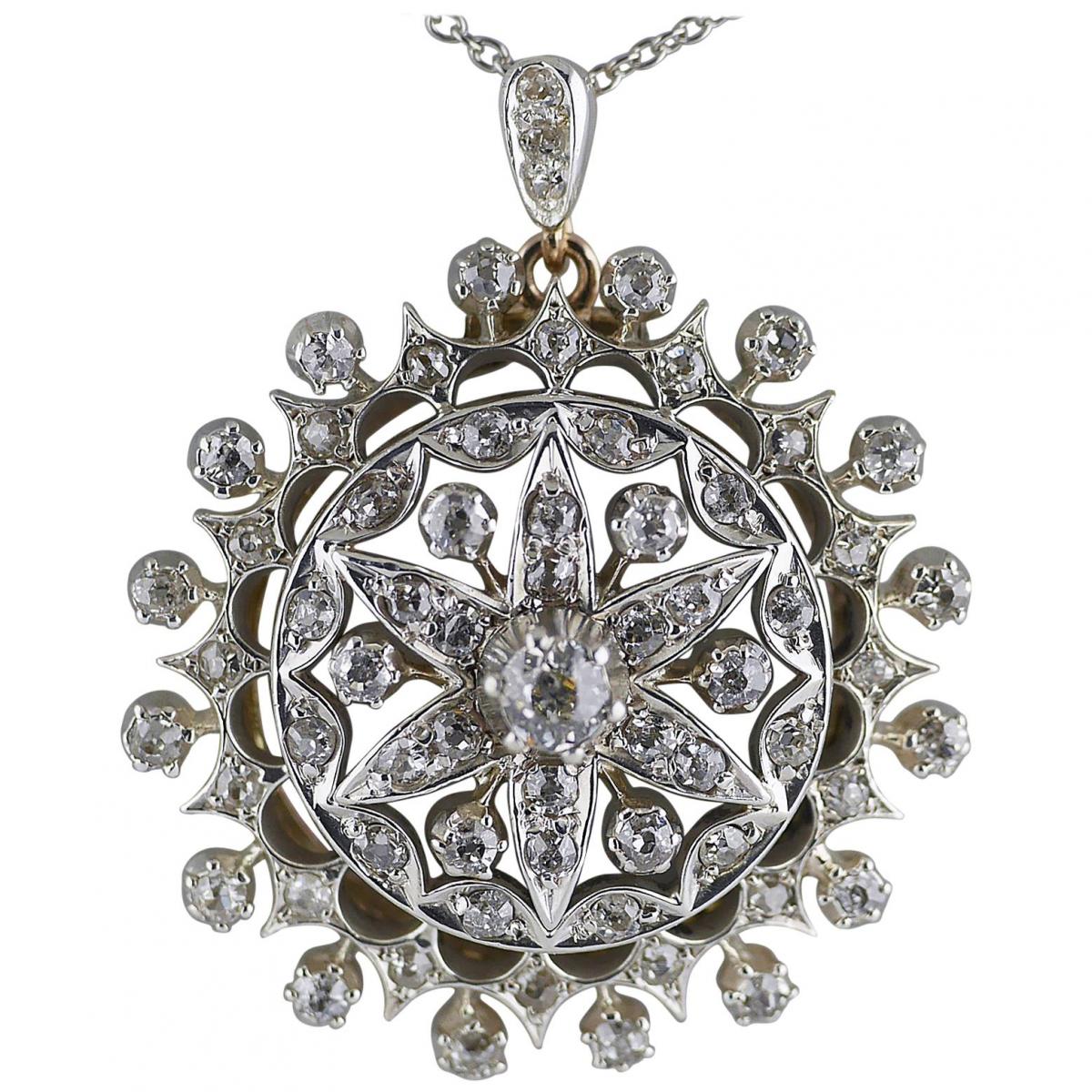 Victorian Diamond Round Pendant, Circa 1880