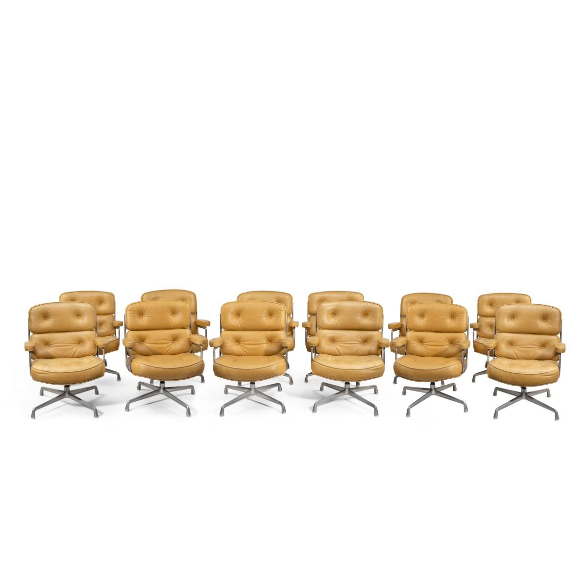 A set of twelve swivel “Time Life Chairs” designed by Charles & Ray Eames for Herman Miller in 1960