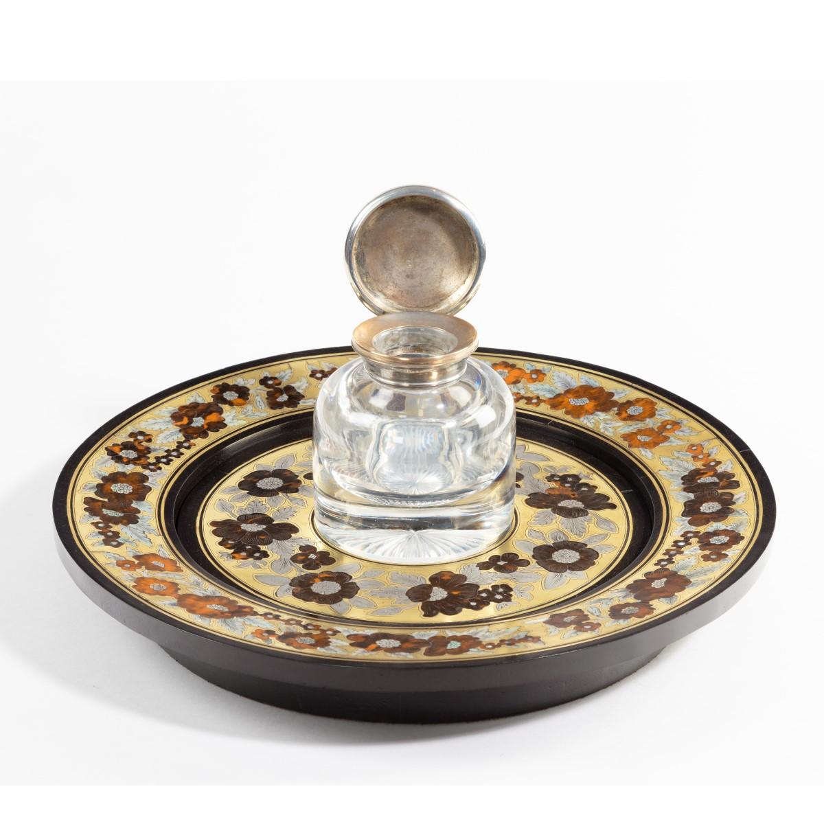 Early Victorian Boulle-work and ebony inkstand after George Bullock