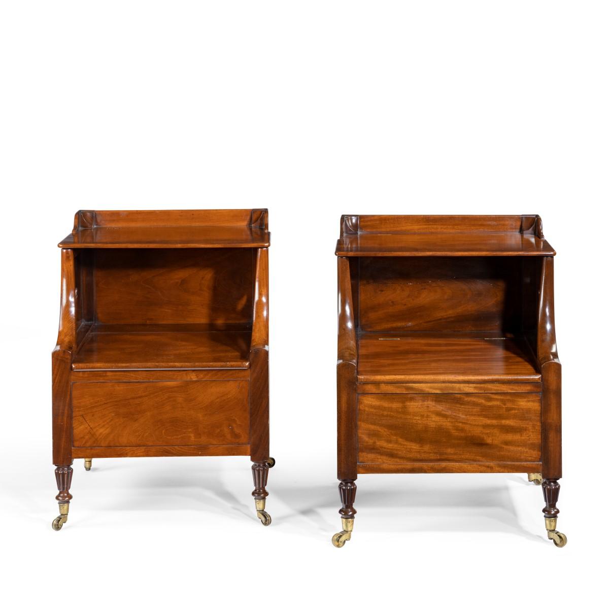 A pair of William IV mahogany bedside cupboards by Gillows