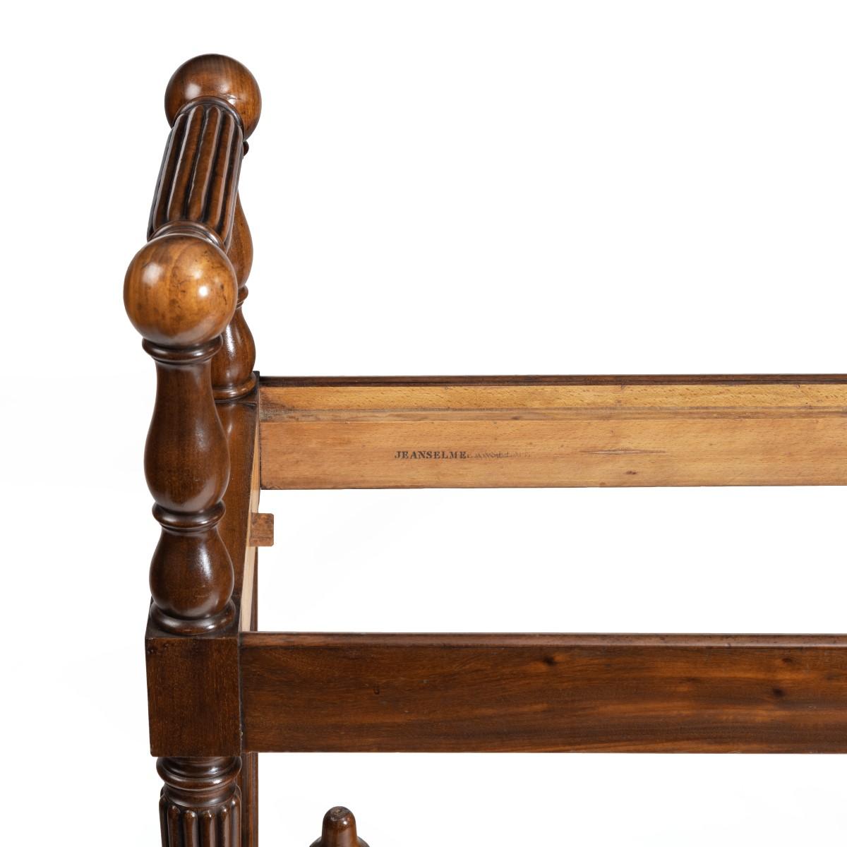 Louis Philippe mahogany hall bench with a folding foot-rest