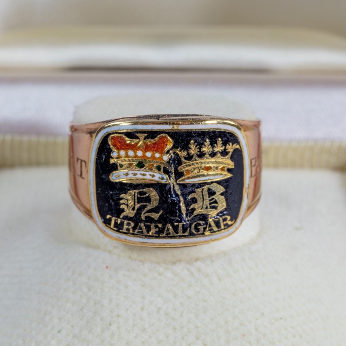 The enamel and gold Nelson memorial ring made for his aunt, Mrs Thomasine Goulty (1733-1821),