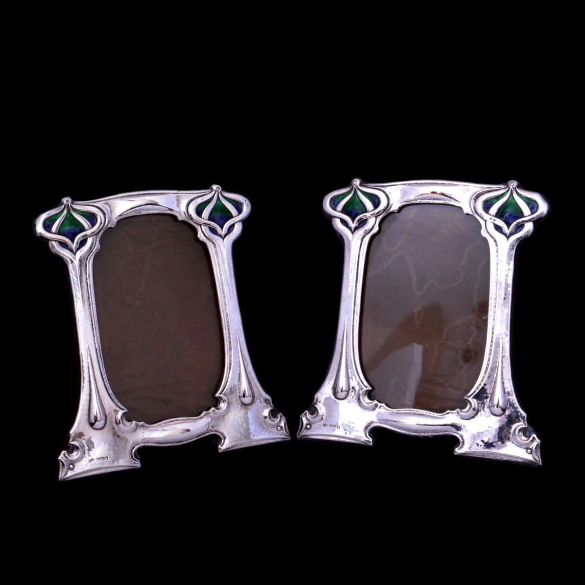 silver and enamel photo frames