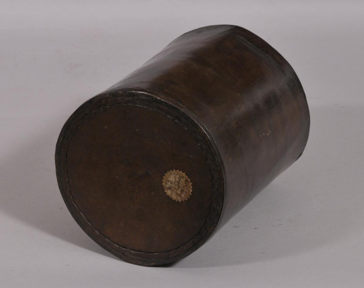 S/3997 Antique 19th Century Hand Stitched Leather Container