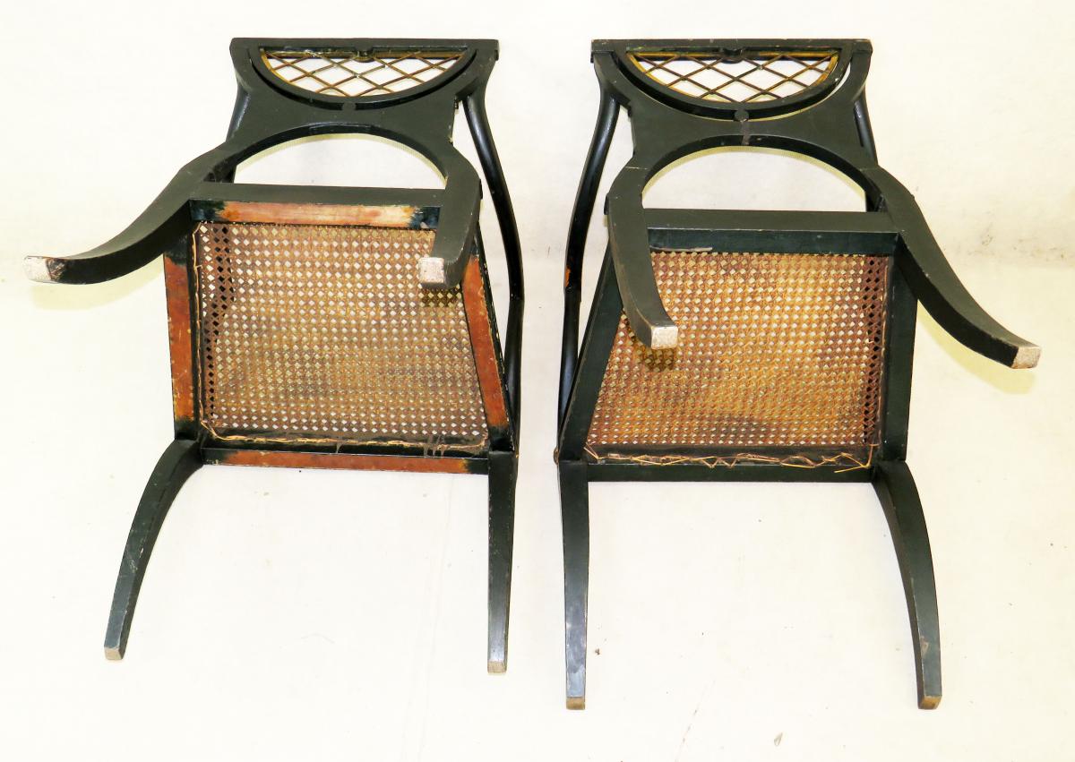 Regency 19th Century English Pair Of Desk Armchairs 