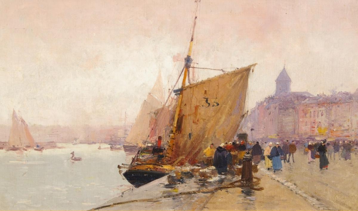 Eugène Galien Laloue (French 1854 – 1941) The Quayside, Paris