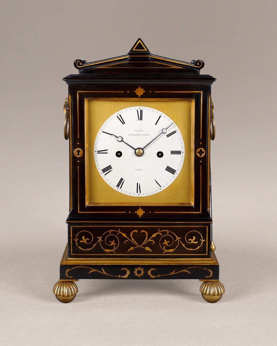 Purvis, London: Early 19th Century Ebonised Bracket Clock