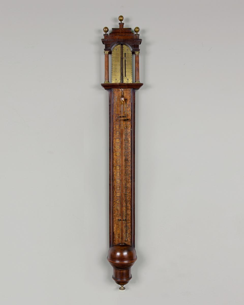Queen Anne period walnut stick barometer
