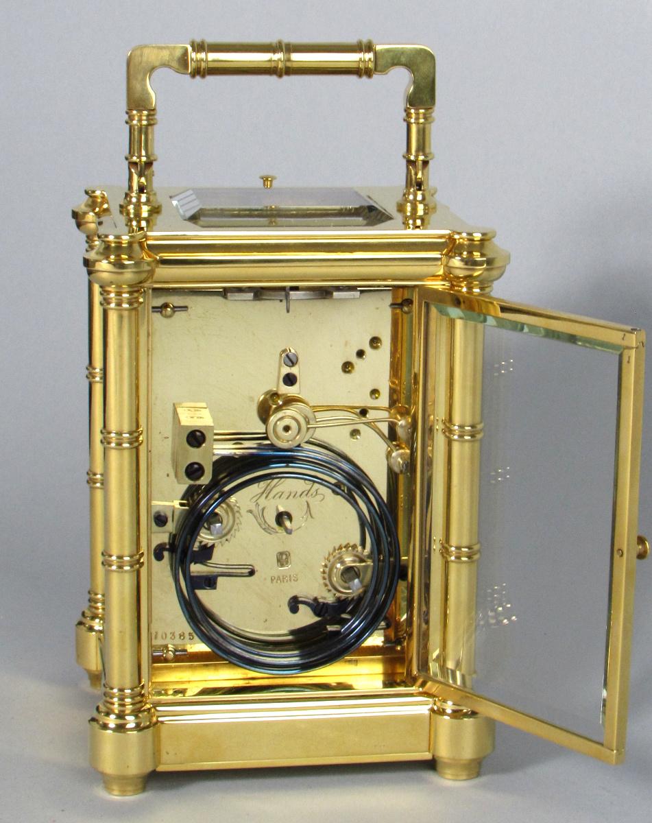 Henri Jacot grande-sonnerie bambu carriage clock backplate