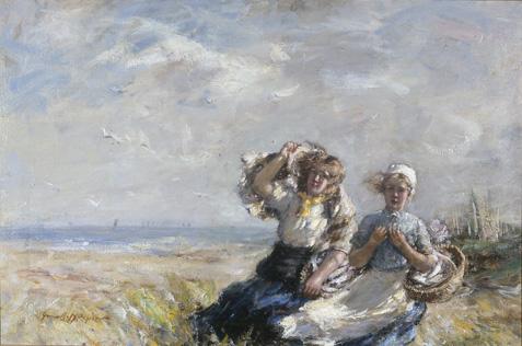 A Windy Day by the Coast, Robert Gemmel Hutchison R.S.A., R.S.W. (1855-1936)
