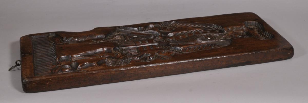 S/4030 Antique Treen 18th Century Birch Double Sided Gingerbread Mould