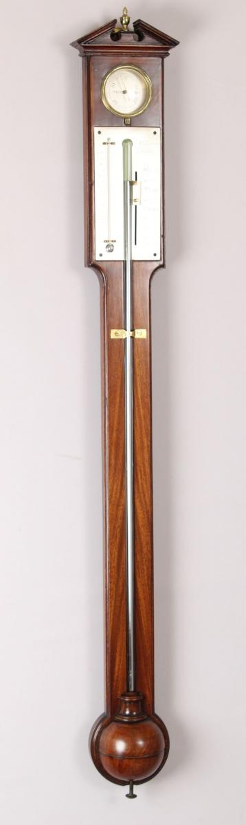 Early 19th century mahogany stick barometer by Malacrida of Dublin