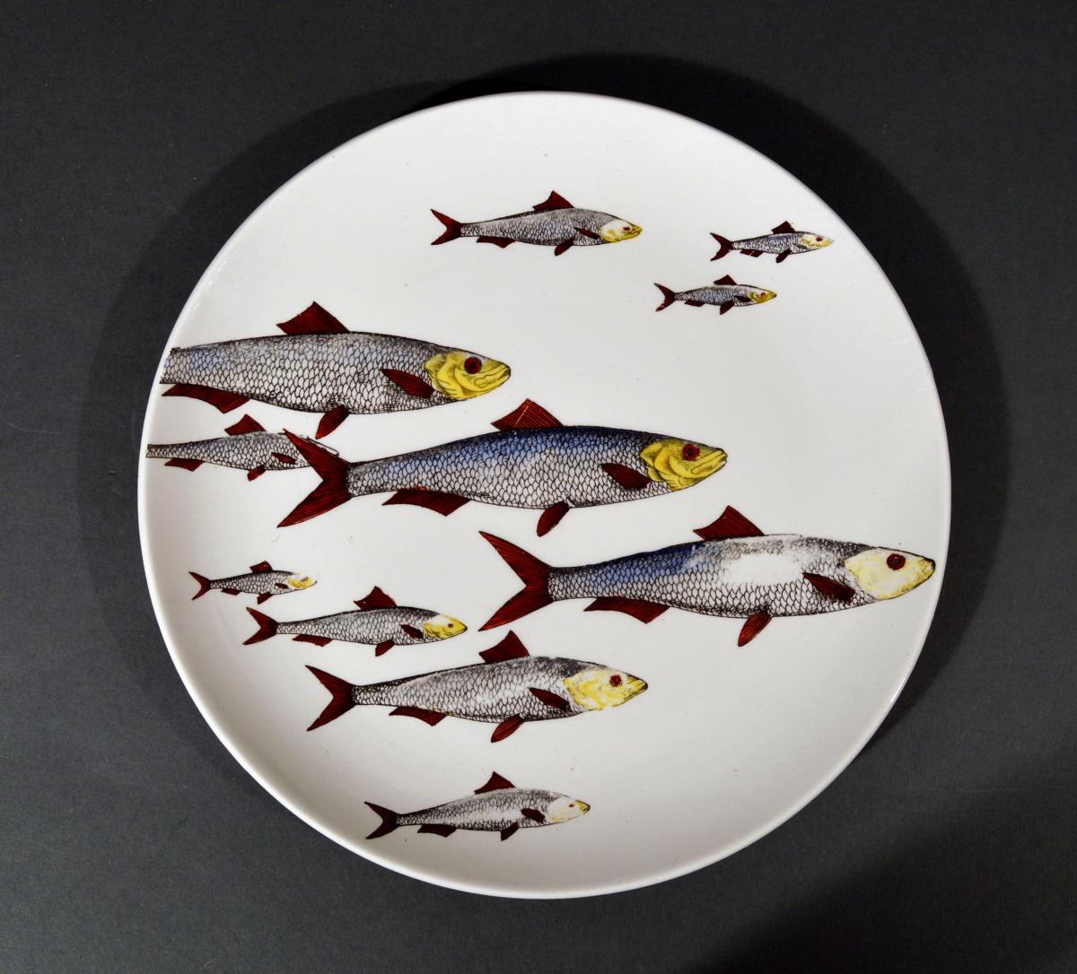 Pair of Rare Piero Fornasetti  Fish Plates,   Pesci pattern
