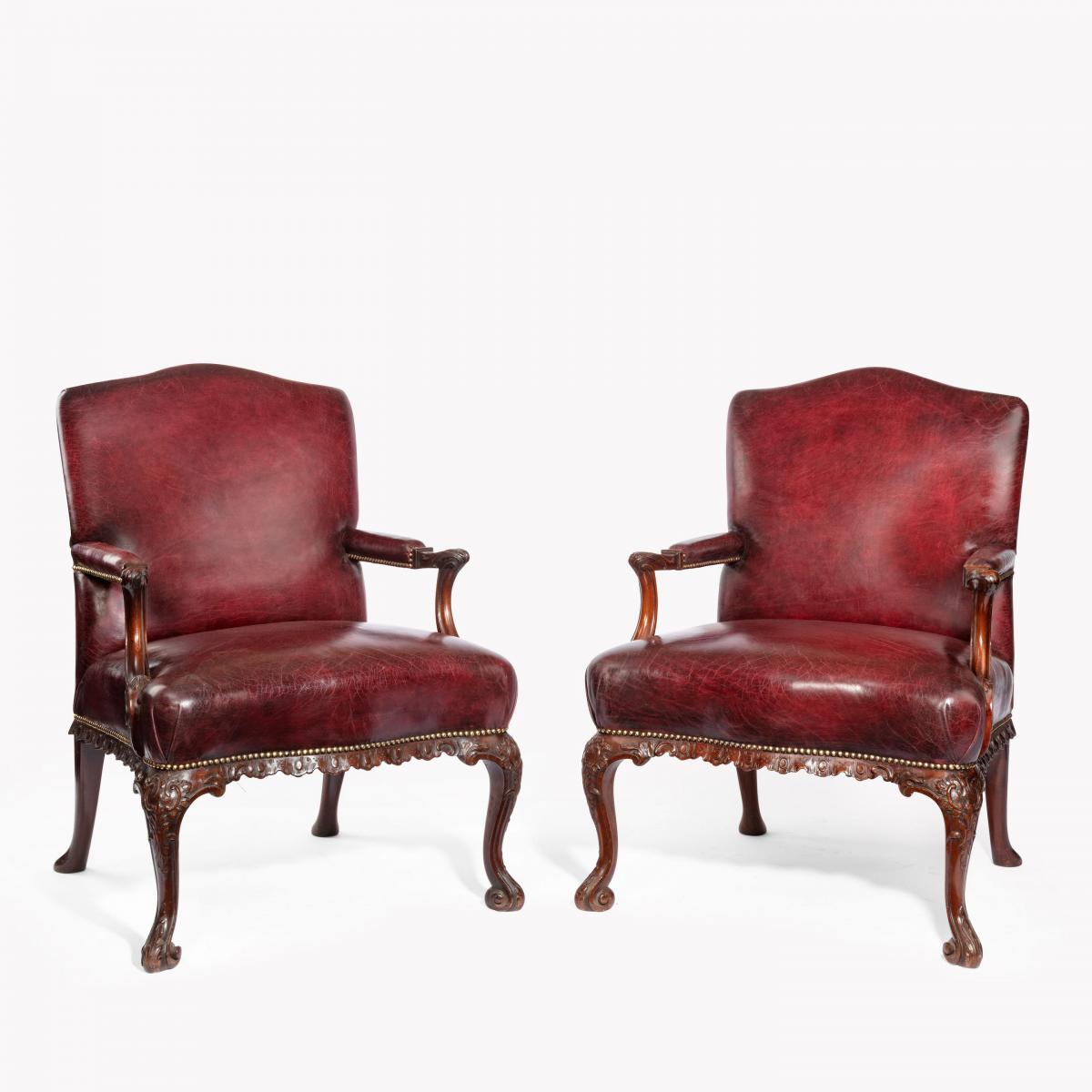 Late Victorian Mahogany open arm chairs