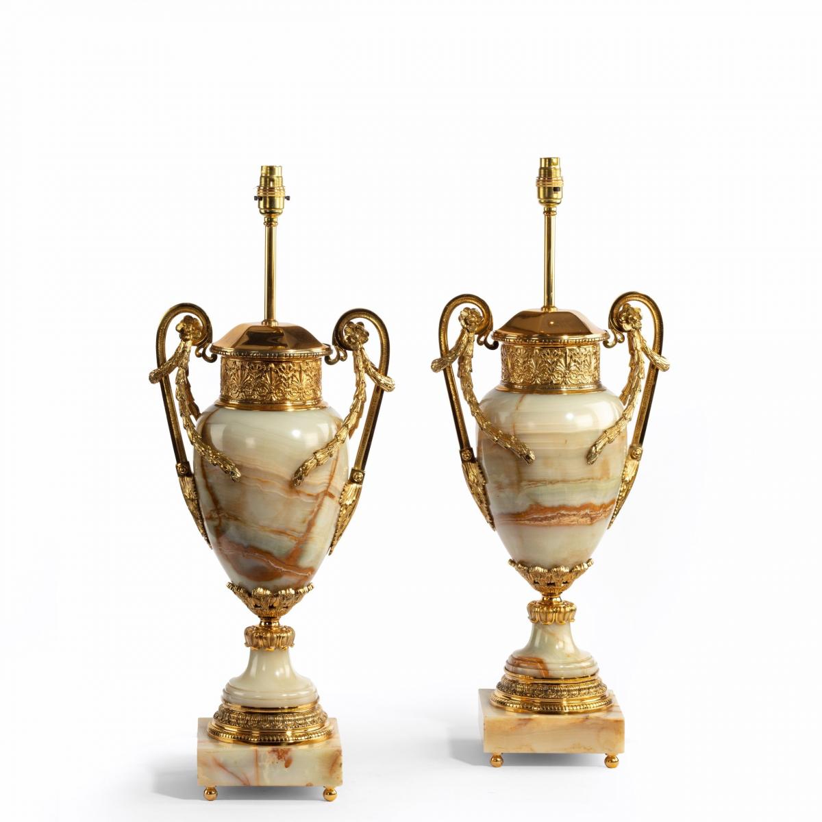 French onyx and ormolu lamps