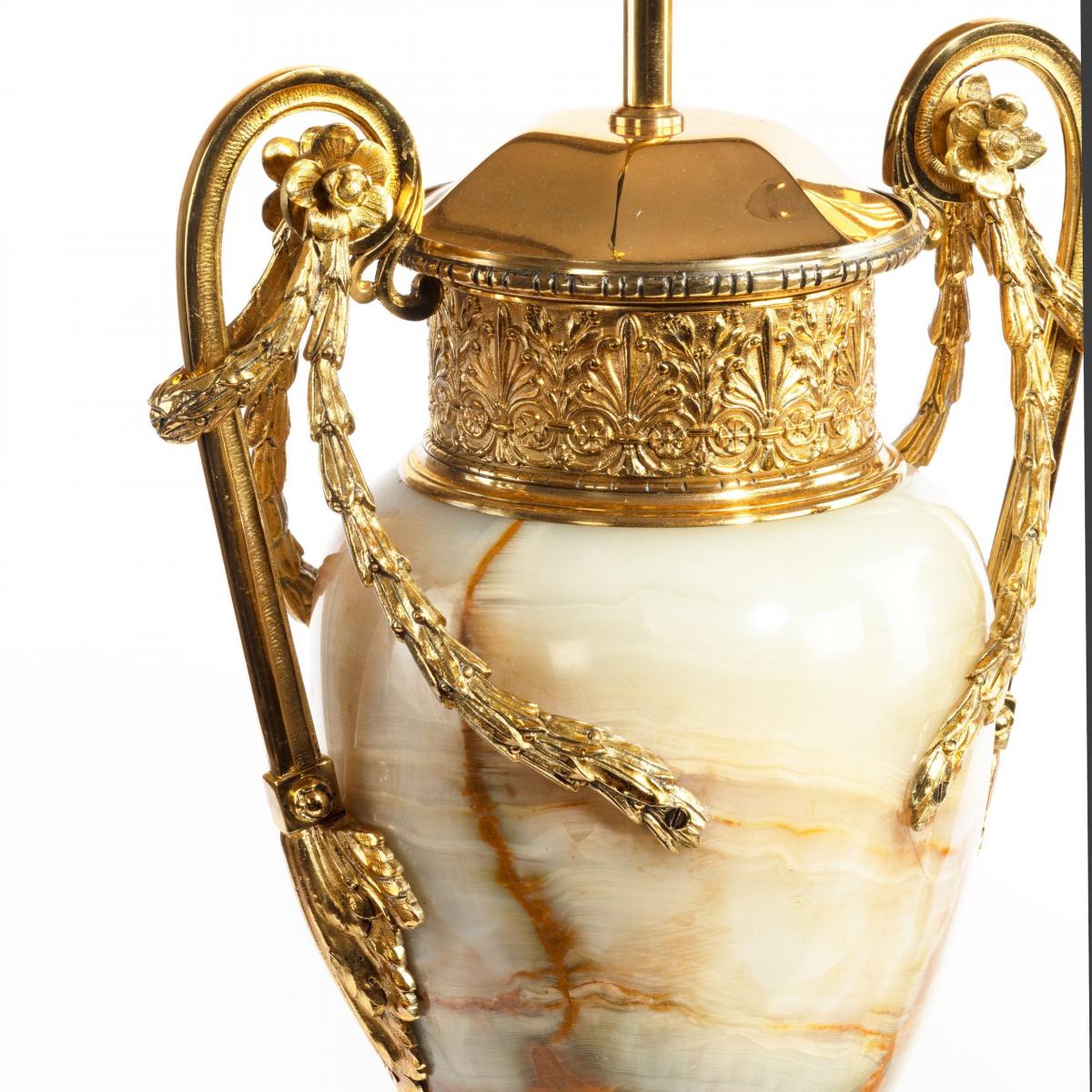 French onyx and ormolu lamps