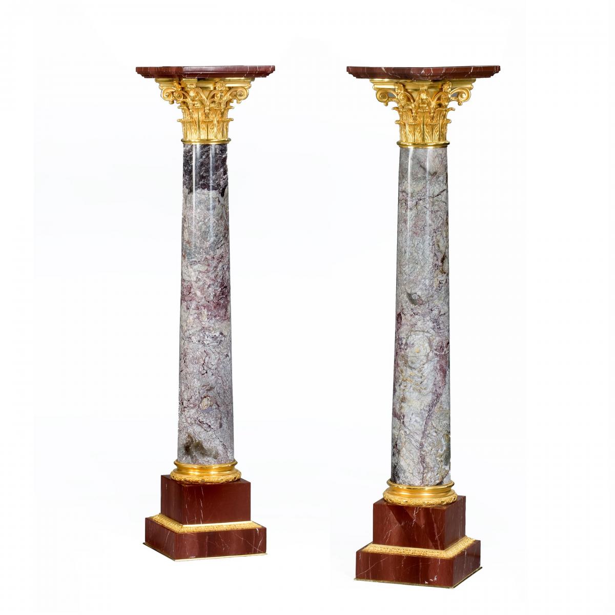 A very fine pair of antique Napoleon III marble classical columns