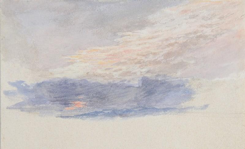 Sunset study with a mackerel sky, Myles Birket Foster, RWS (British, 1825–1899) 