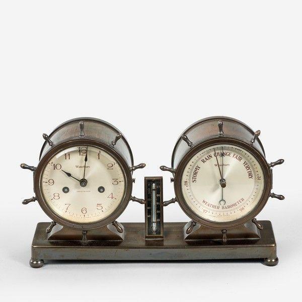 Novelty nautical clock and barometer set by Westbury Clock Co USA