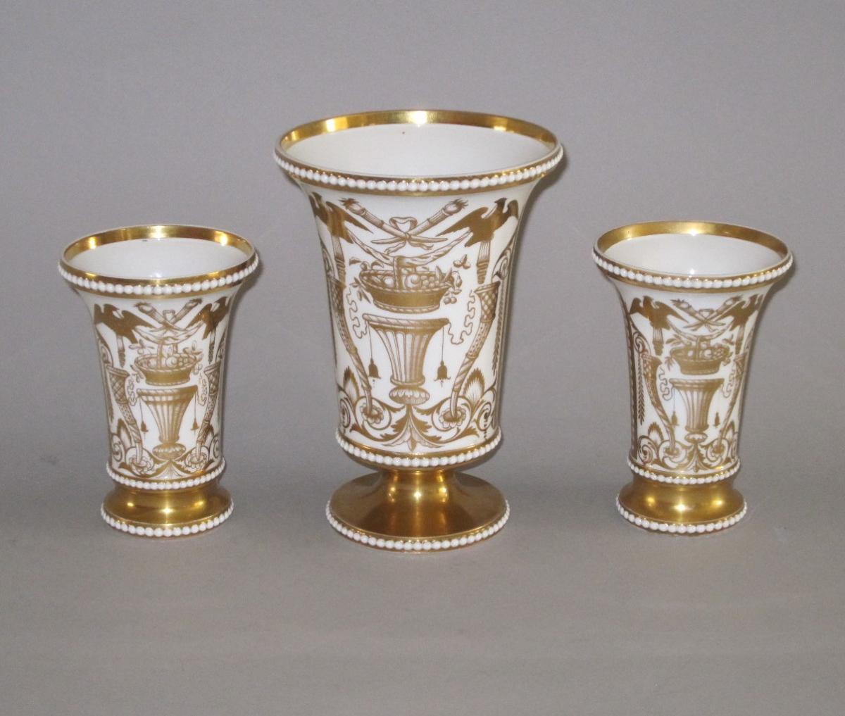 Garniture of Regency Spode vases