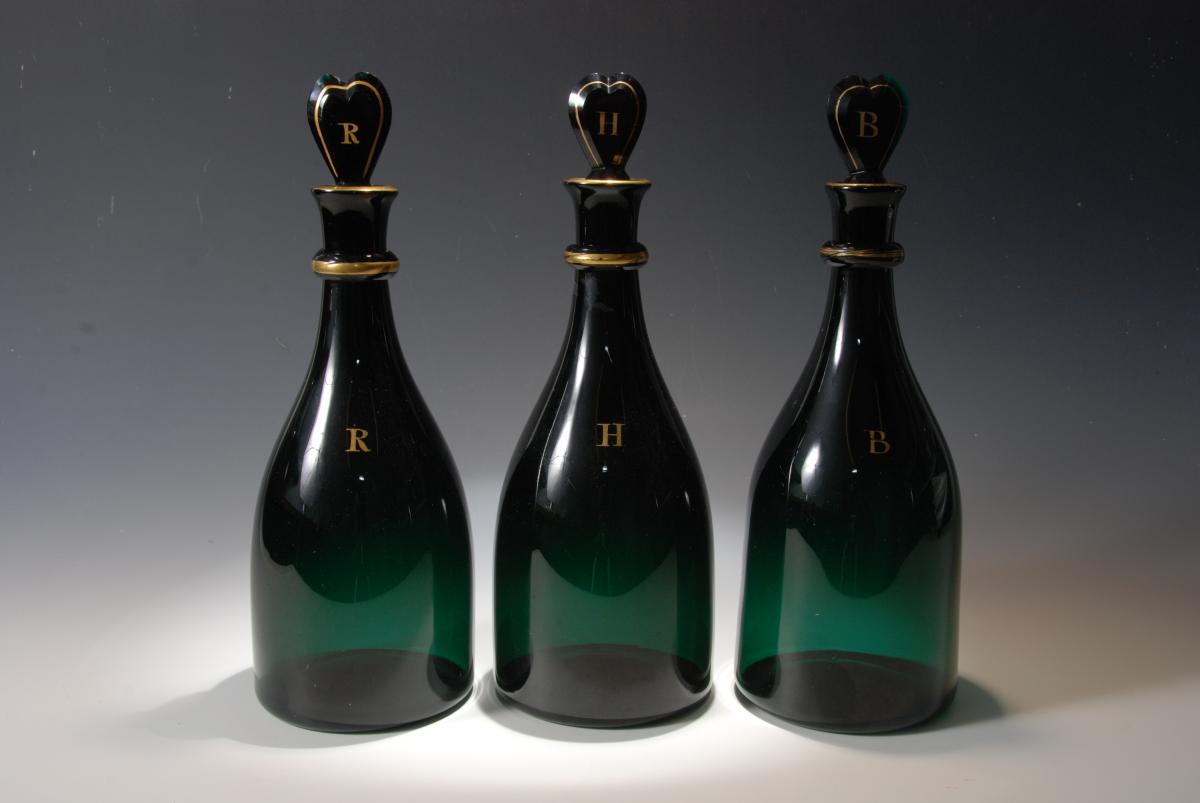 Rare set of three taper decanters c.1790