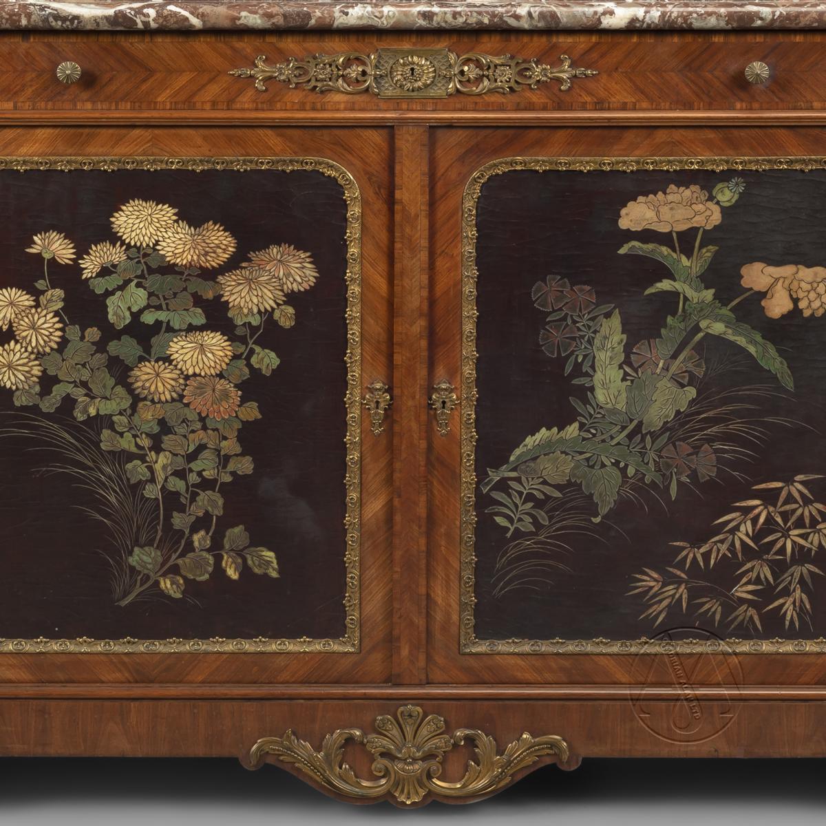 A Superb Régence Style Gilt-Bronze Mounted Side Cabinet  With Lacquer Panels, Firmly Attributed to Sormani