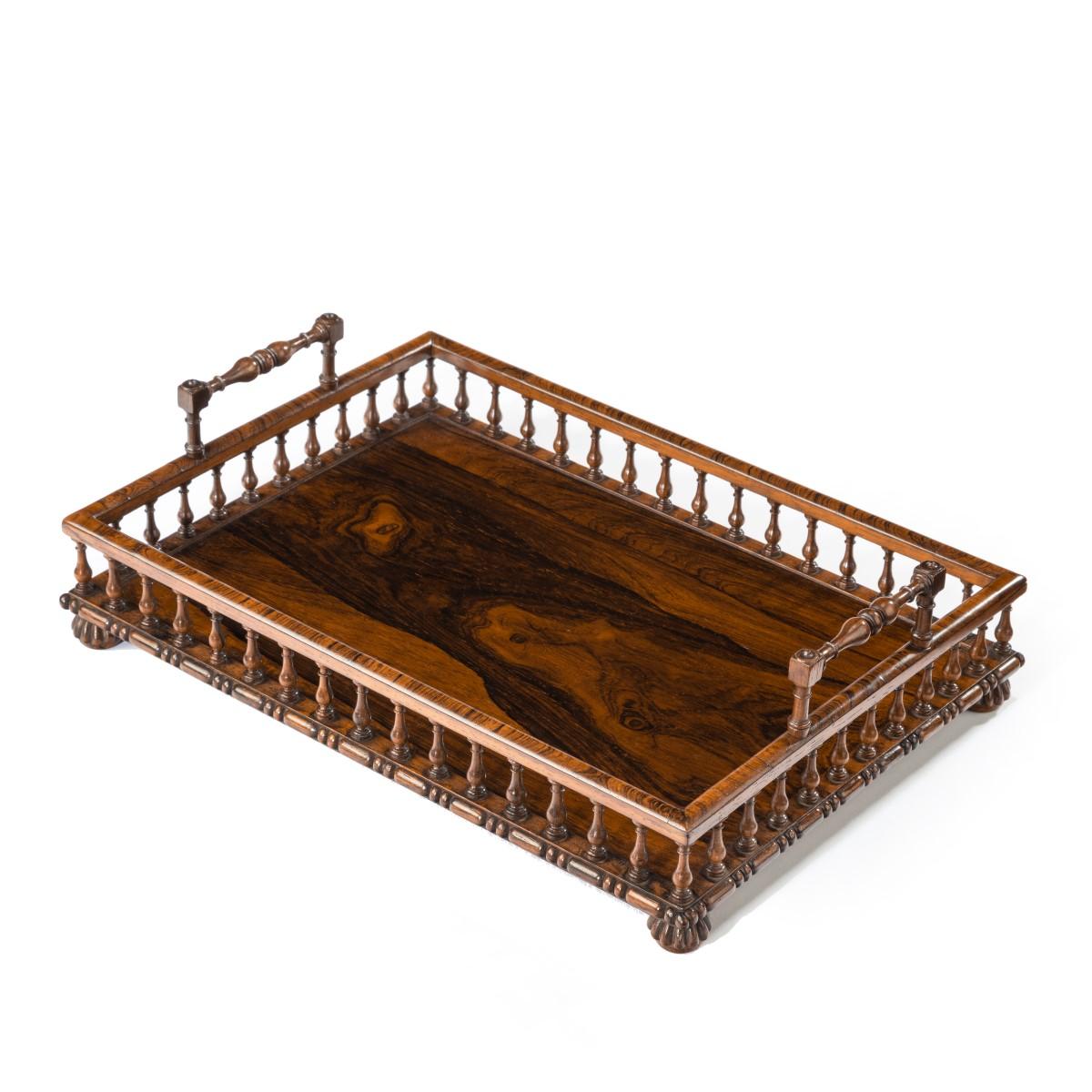 A Regency rosewood book tray attributed to Gillows