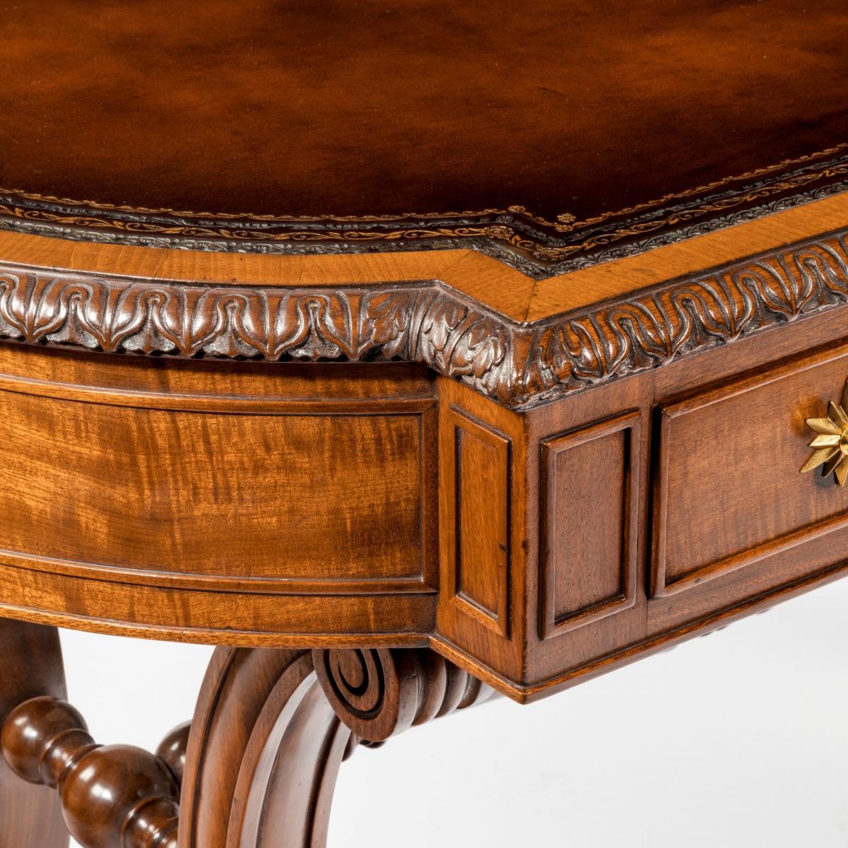 William IV mahogany end support library table